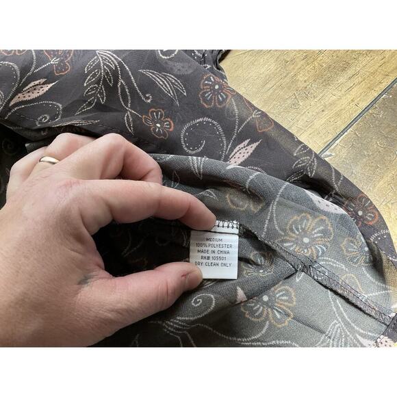 DOUBLE D RANCH Floral Brown Sheer Cottage Core Size Medium Boho - Picture 9 of 10